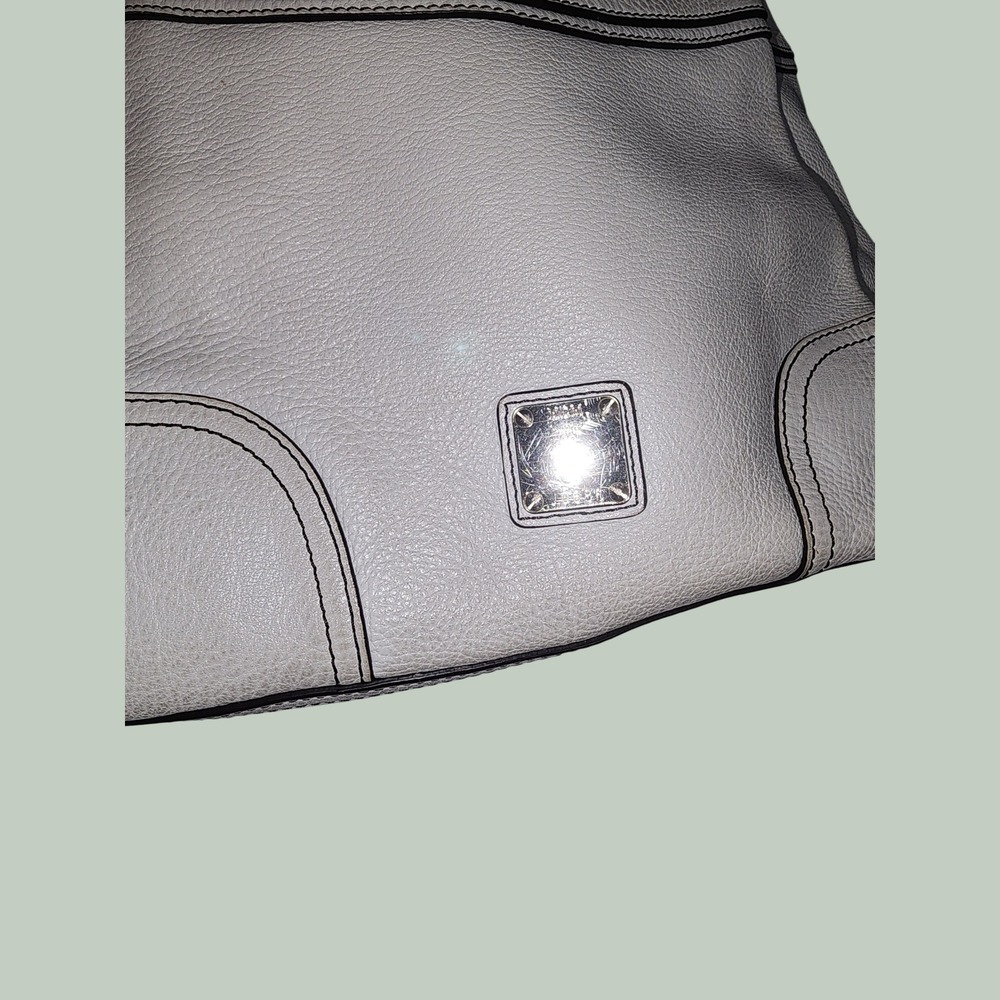MCM White Pebbled Leather Satchel Bag Gold Hardware Contrast Stitch Logo Lining - Picture 6 of 7